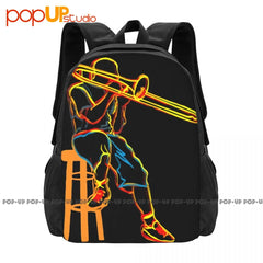 Trombone Psychedelic Backpack Large Capacity School Gym Tote Bag