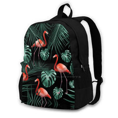 Tropical Flamingo Night Pattern Backpack For Student School Laptop Travel Bag