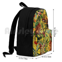 Tropical Monkey Jungle Pattern-Yellow Hiking Backpack
