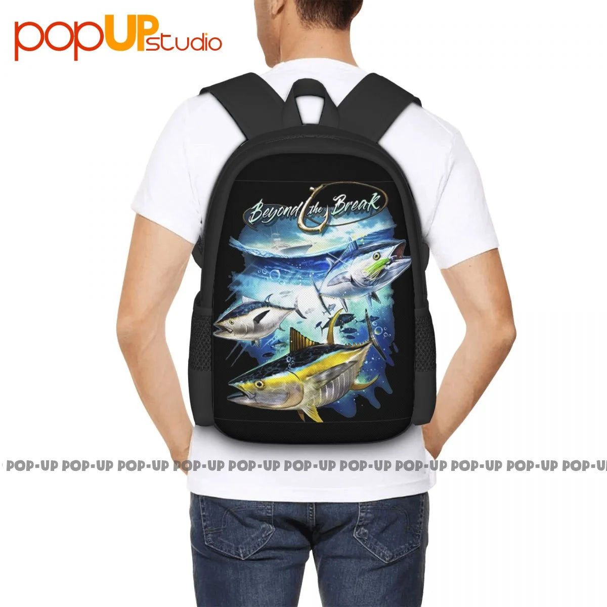 Tuna Fish Boat Boating Angler Off Shore Fishing Backpack