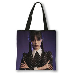 Wednesday Addams Shoulder Bag Nevermore Academy Reusable Handbag Gothic Girl