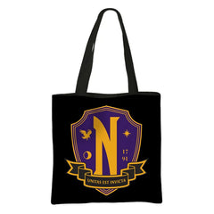 Wednesday Addams Shoulder Bag Nevermore Academy Reusable Handbag Gothic Girl