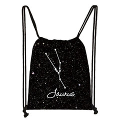 Constellations Zodiac Sign Backpack for Girls Galaxy Drawstring Bag