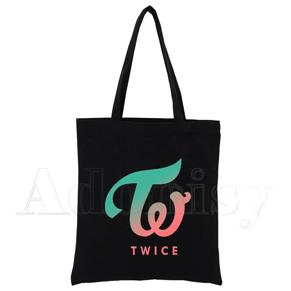 Twice Tote Bag Shopping Print Unisex Travel Canvas Bags Eco