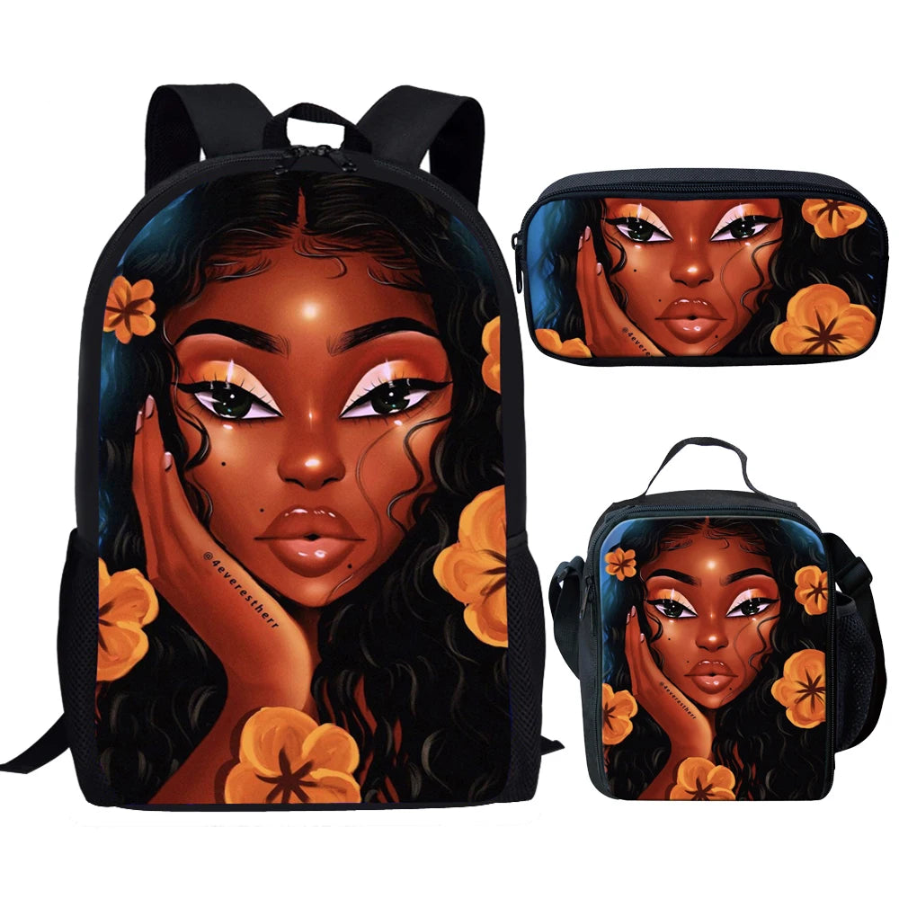 Twoheartsgirl African Girls School Bag Set Magic Bookbag for Kids