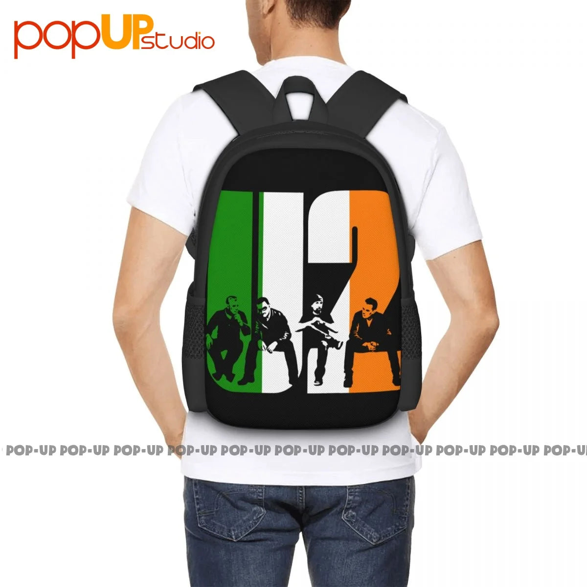 U2 Irish Flag Backpack Large Capacity Travel Beach Bag Sports Bag