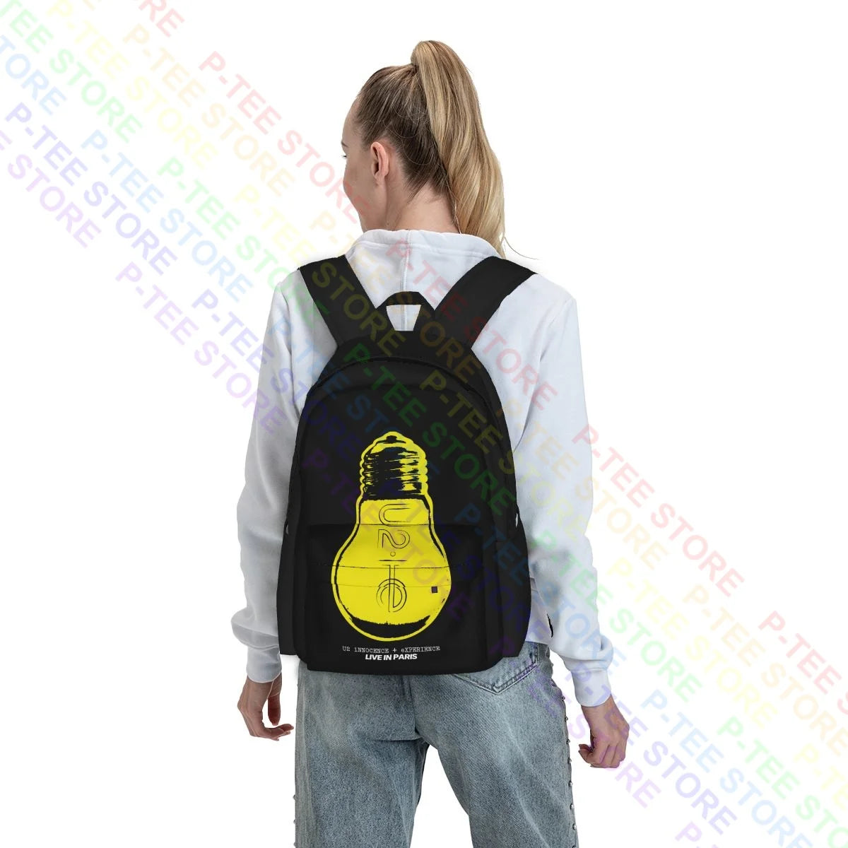 U2 Live In Paris Large Capacity Backpack Vintage