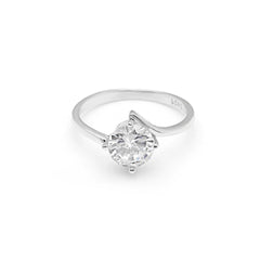 Sterling Silver Ring Clear Zircon Stone Wedding Engagement Gift