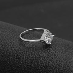 Sterling Silver Ring Clear Zircon Stone Wedding Engagement Gift