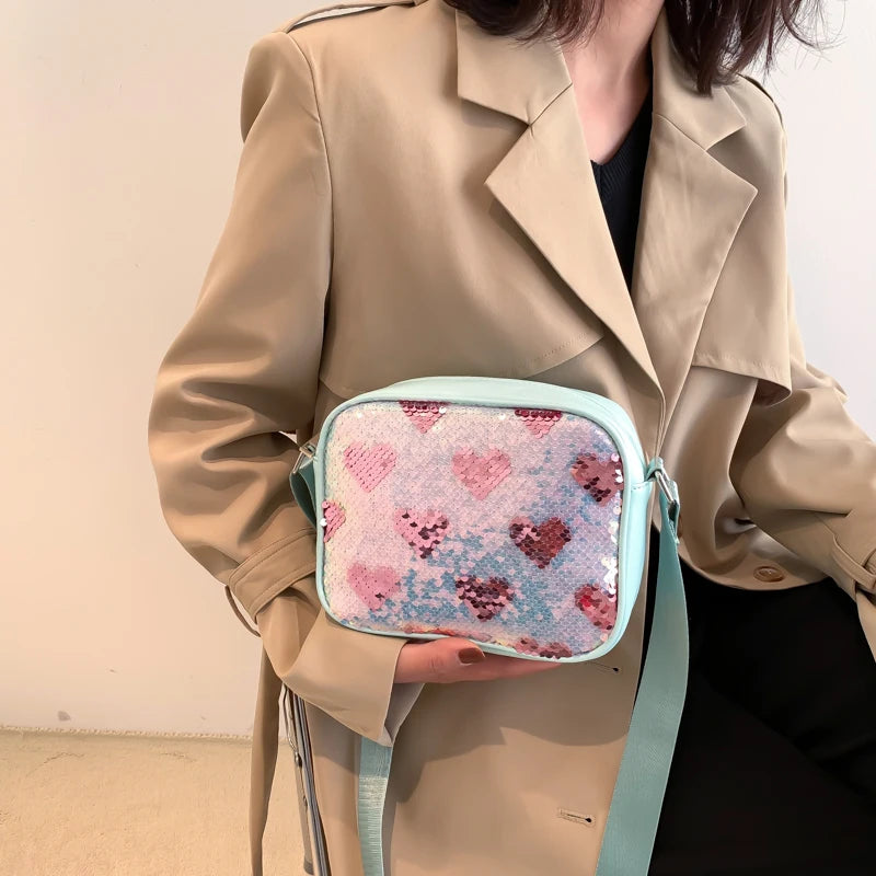 Sequins Crossbody Bag for Women Casual Shoulder Bag