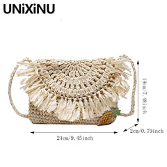 Straw Braided Women's Shoulder Bag Crossbody Beach Messenger Bag