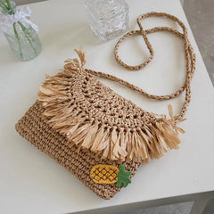 Straw Braided Women's Shoulder Bag Crossbody Beach Messenger Bag