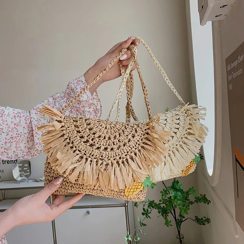 Straw Braided Women's Shoulder Bag Crossbody Beach Messenger Bag