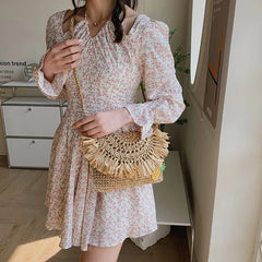 Straw Braided Women's Shoulder Bag Crossbody Beach Messenger Bag