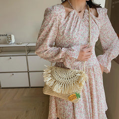 Straw Braided Women's Shoulder Bag Crossbody Beach Messenger Bag