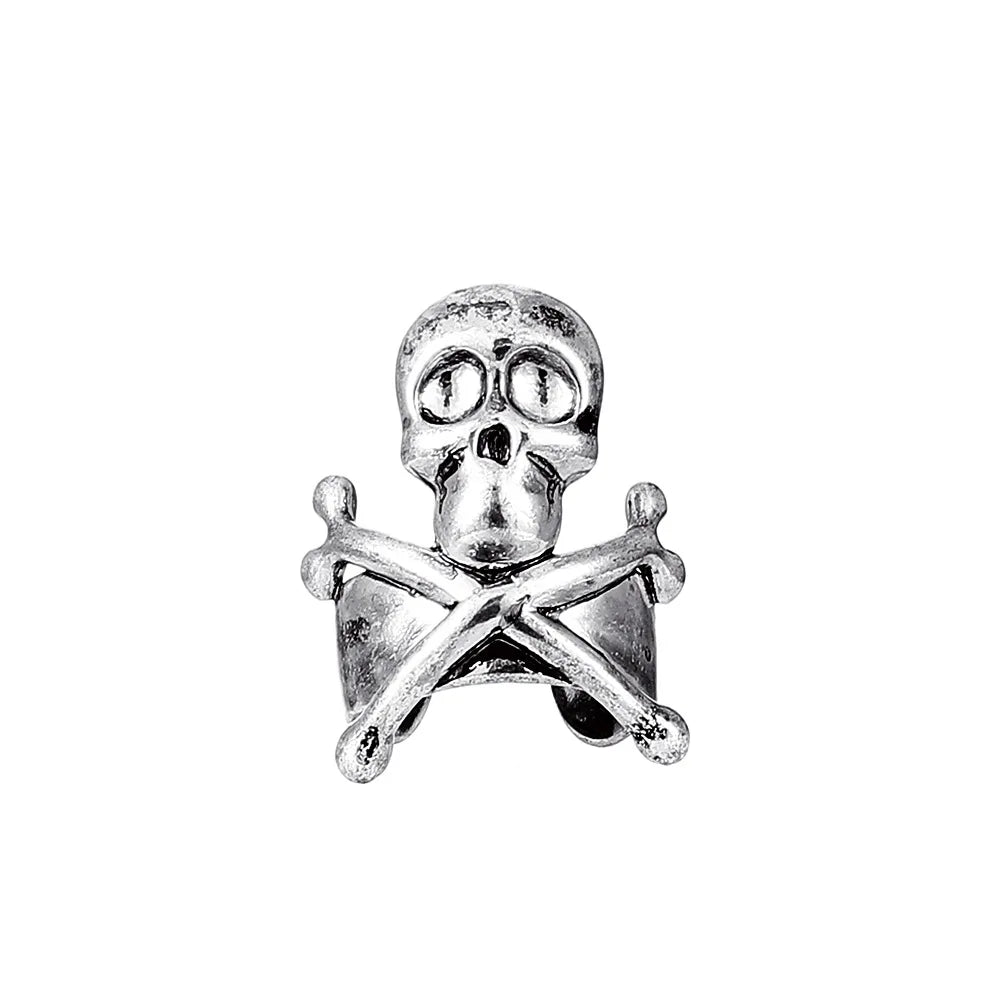US Dark Skull Ear Clip Retro Gothic Punk Hip-Hop Halloween Earrings