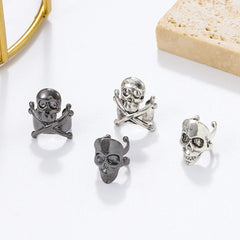 US Dark Skull Ear Clip Retro Gothic Punk Hip-Hop Halloween Earrings