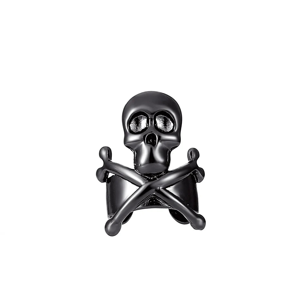 US Dark Skull Ear Clip Retro Gothic Punk Hip-Hop Halloween Earrings