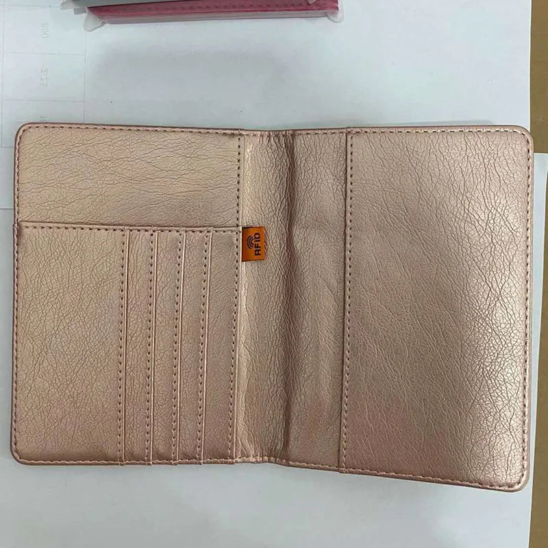 RFID Passport Cover Women Travel Wallet Organizer PU Leather