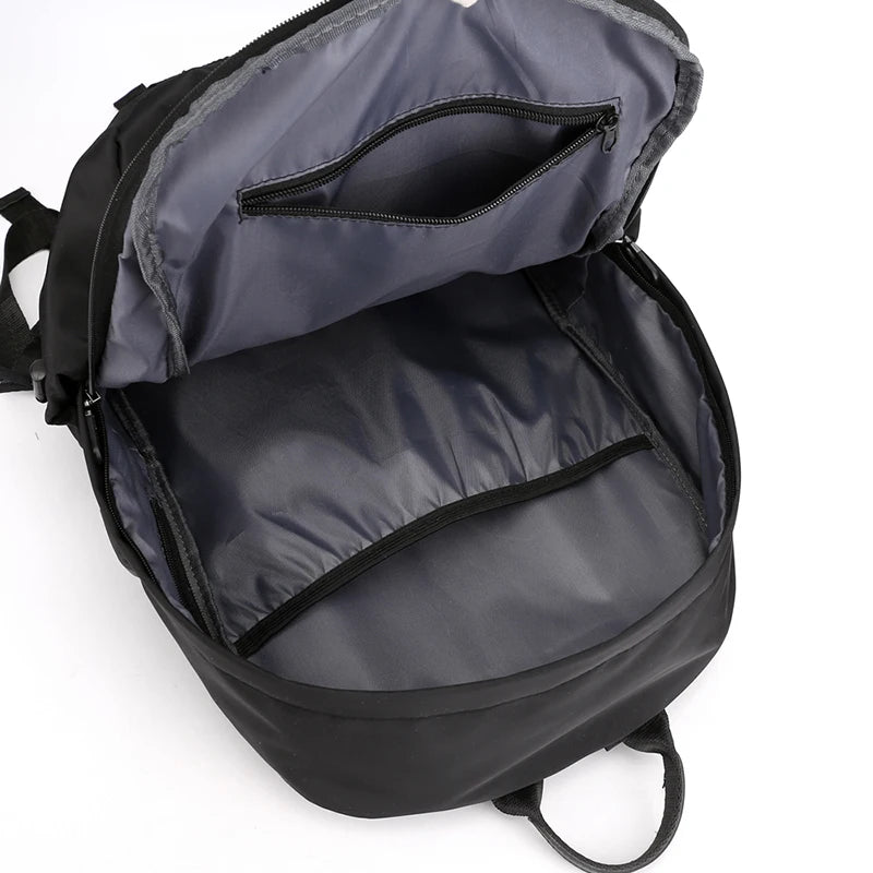 Waterproof Nylon USB Backpack Men Travel Bag Gray