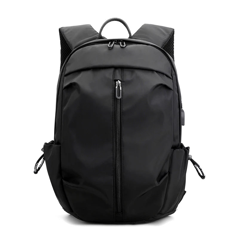 Waterproof Nylon USB Backpack Men Travel Bag Gray