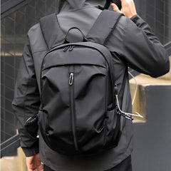 Waterproof Nylon USB Backpack Men Travel Bag Gray