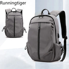 Waterproof Nylon USB Backpack Men Travel Bag Gray