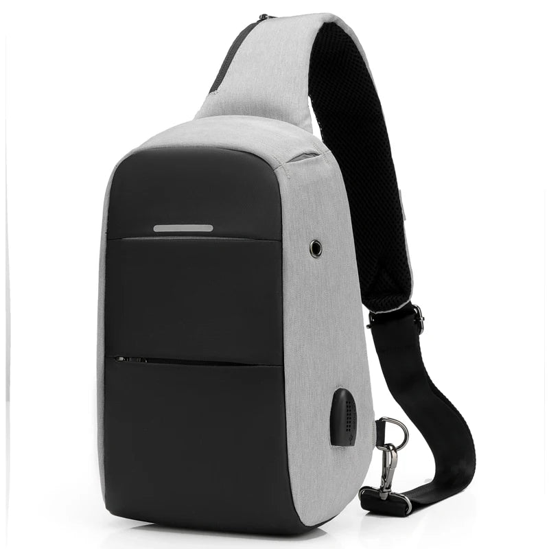 Waterproof USB Charge One Shoulder Bag Men Messenger Bags Male Sling Chest Bag