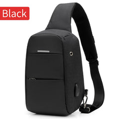 Waterproof USB Charge One Shoulder Bag Men Messenger Bags Male Sling Chest Bag