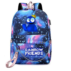 Rainbow Printing USB Charging Backpack for Teenage Girls School Travel Bag
