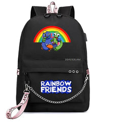 Rainbow Printing USB Charging Backpack for Teenage Girls School Travel Bag