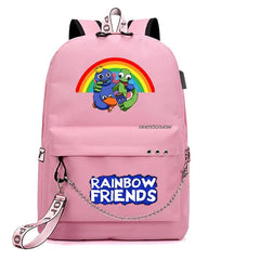 Rainbow Printing USB Charging Backpack for Teenage Girls School Travel Bag