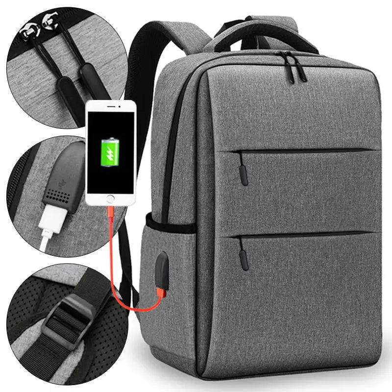 USB Charging Backpack 15.6 Inch Laptop Male Waterproof School Backpack