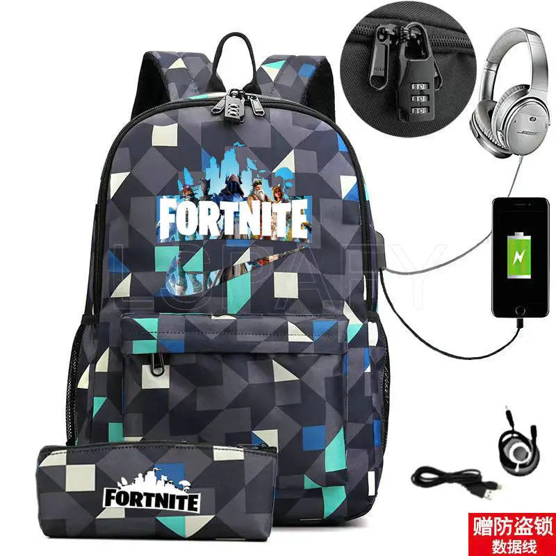 Canvas Backpack USB Charging Mochila Escolar Anime Girls Boys School Backpack