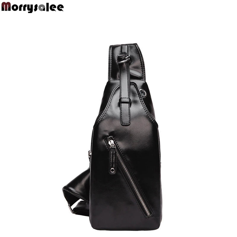 USB Charging Explosion PU Men's Chest Bag Shoulder Bag