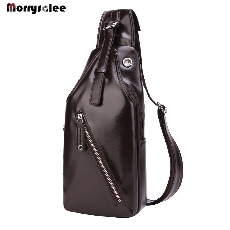 USB Charging Explosion PU Men's Chest Bag Shoulder Bag