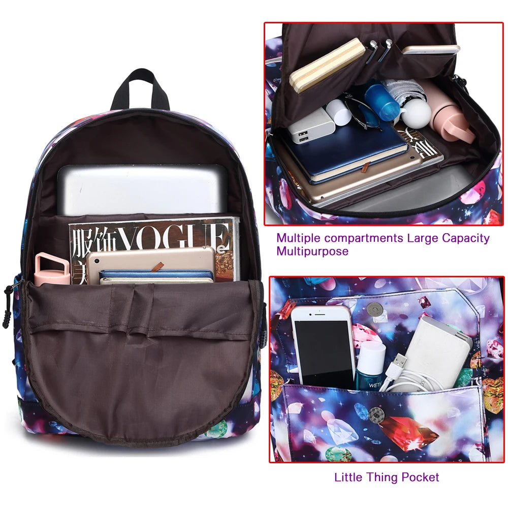 USB Charging School Backpack for Women Travel Backpacks School Bag Teenage Girls