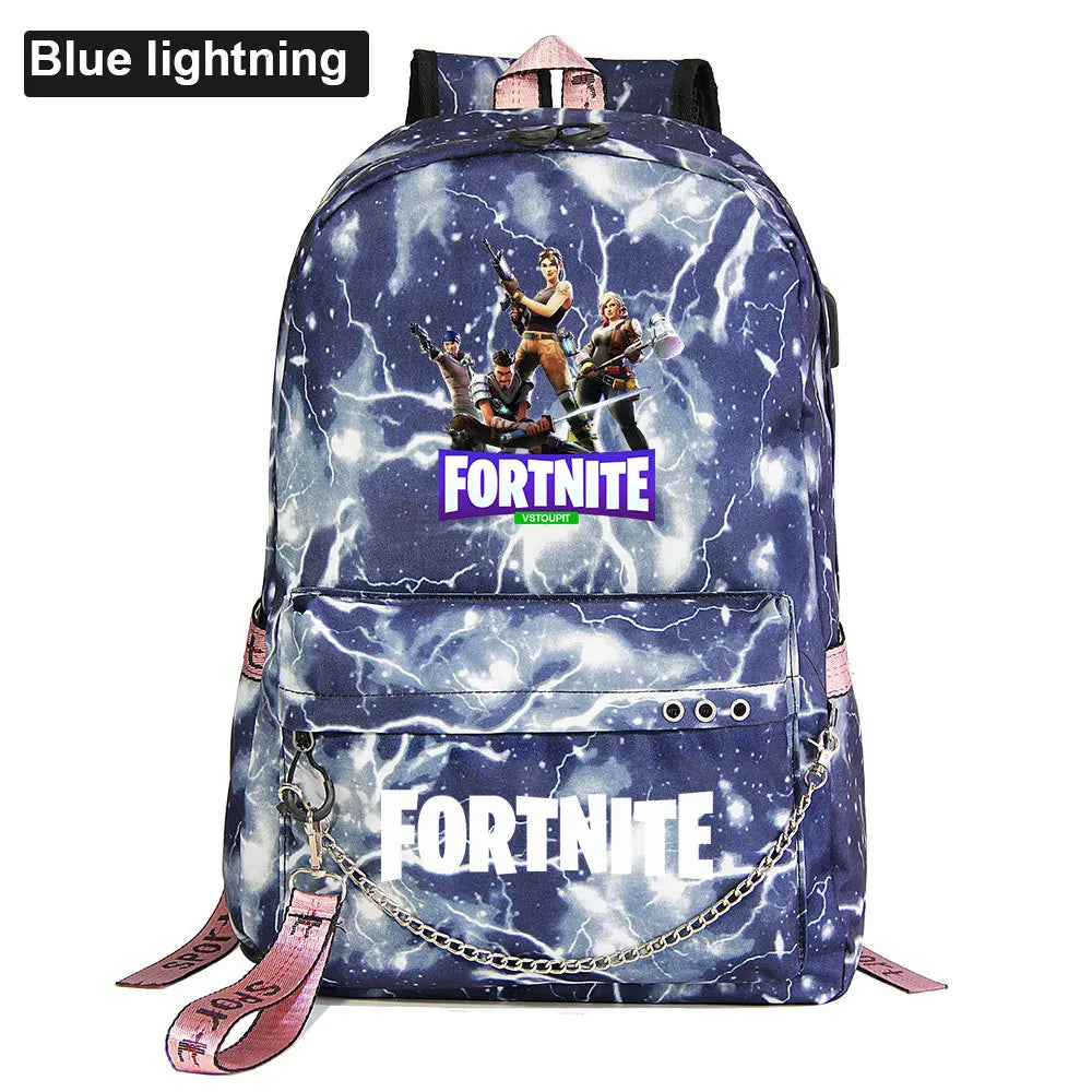 USB School Bag Man Women Backpack Luminous Letters Print