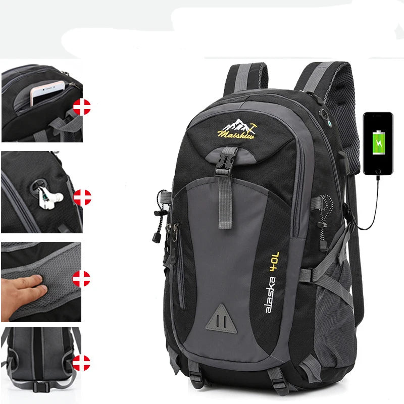 USB Rechargeable Backpack for Men Women Sports Bag
