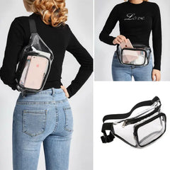 USWomen Lady PVC Waist Fanny Pack Clear Belt Bag Hip Bum Transparent Chest Pouch