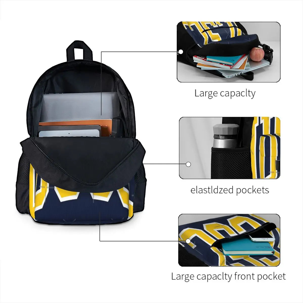 UCSC College Font Curved Backpacks Men's Backpacks Bags For Women