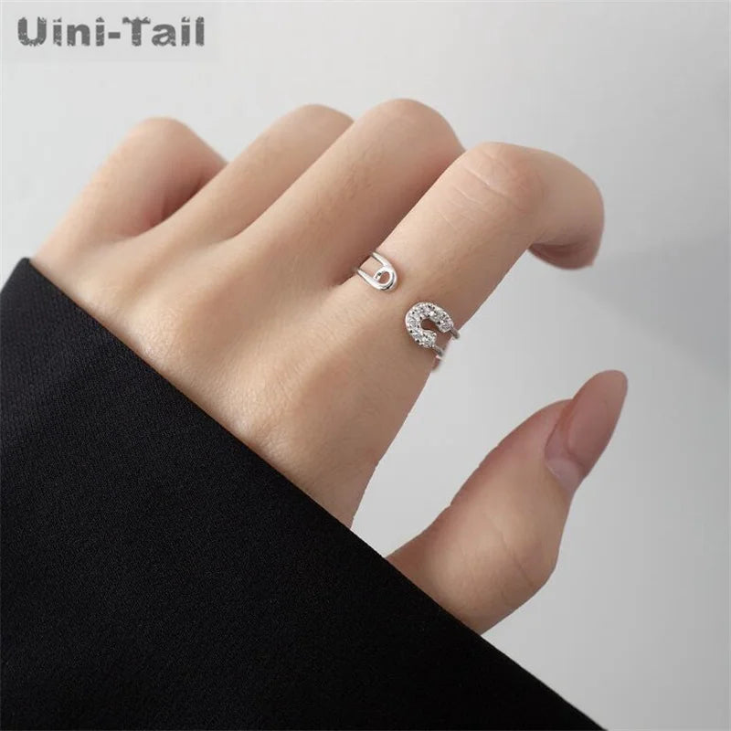 925 Tibetan Silver Double Layer Paper Clip Open Ring