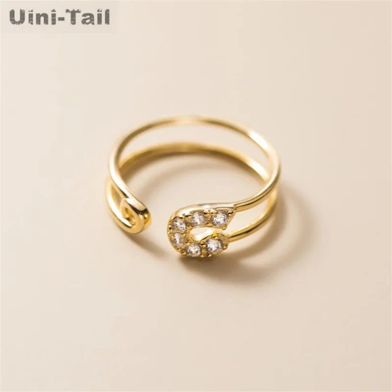925 Tibetan Silver Double Layer Paper Clip Open Ring