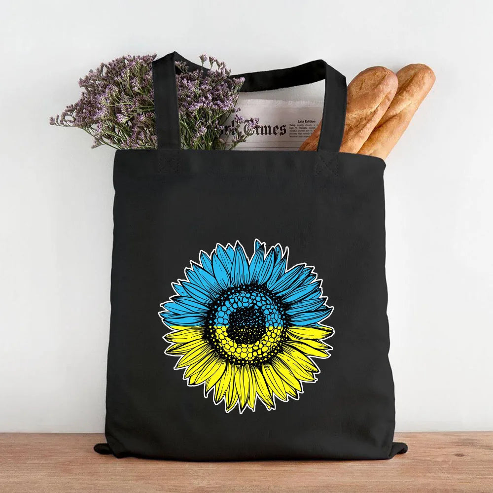 Ukraine Flag Map Ukrainian Heart Peace Sunflower Women Canvas Shopper Tote