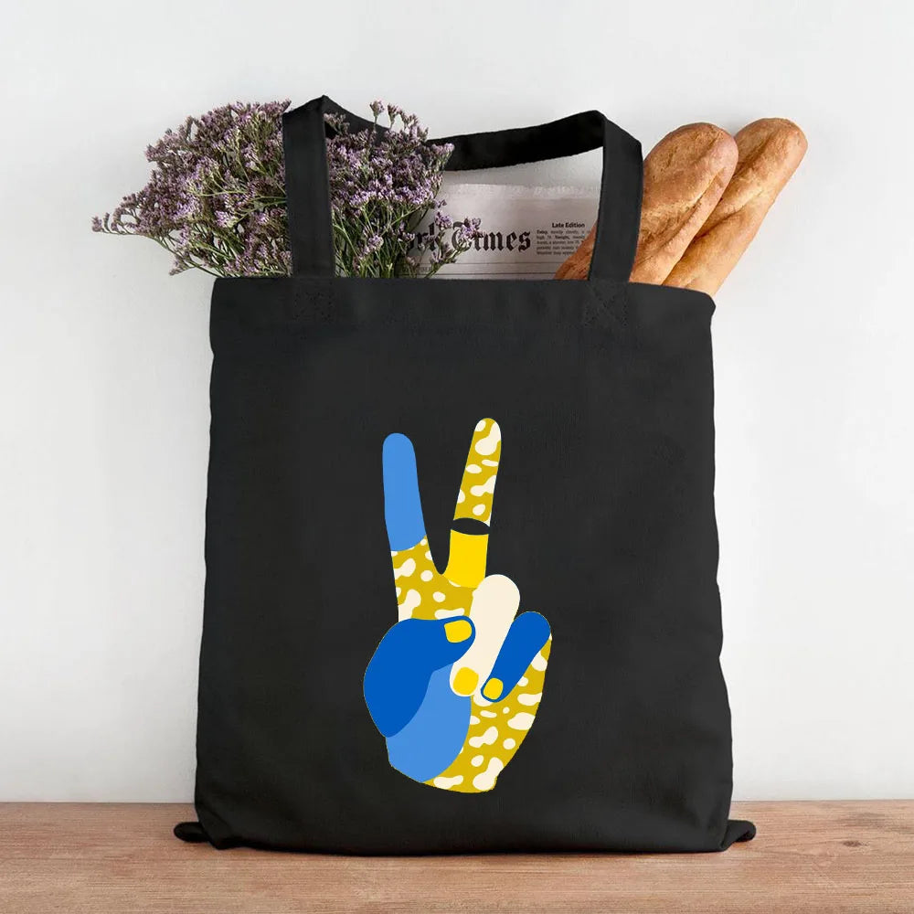 Ukraine Flag Map Ukrainian Heart Peace Sunflower Women Canvas Shopper Tote