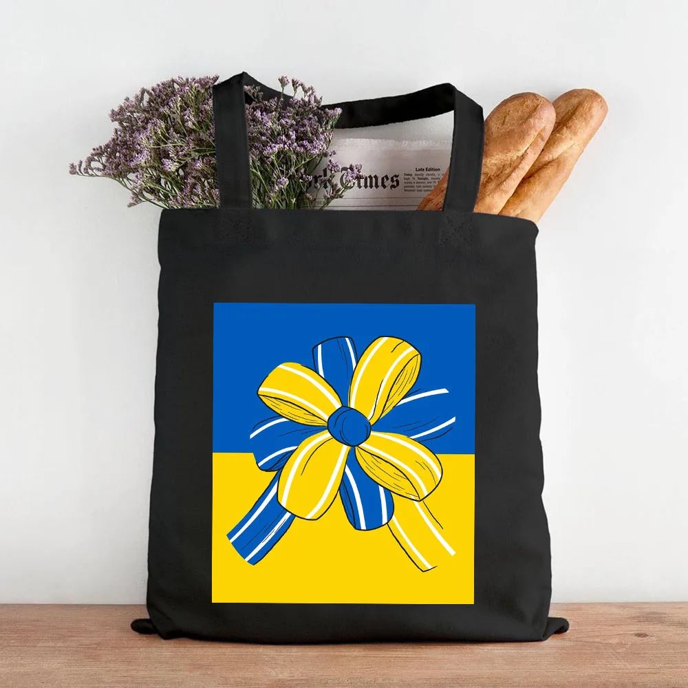 Ukraine Flag Map Ukrainian Heart Peace Sunflower Women Canvas Shopper Tote