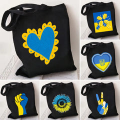 Ukraine Flag Map Ukrainian Heart Peace Sunflower Women Canvas Shopper Tote