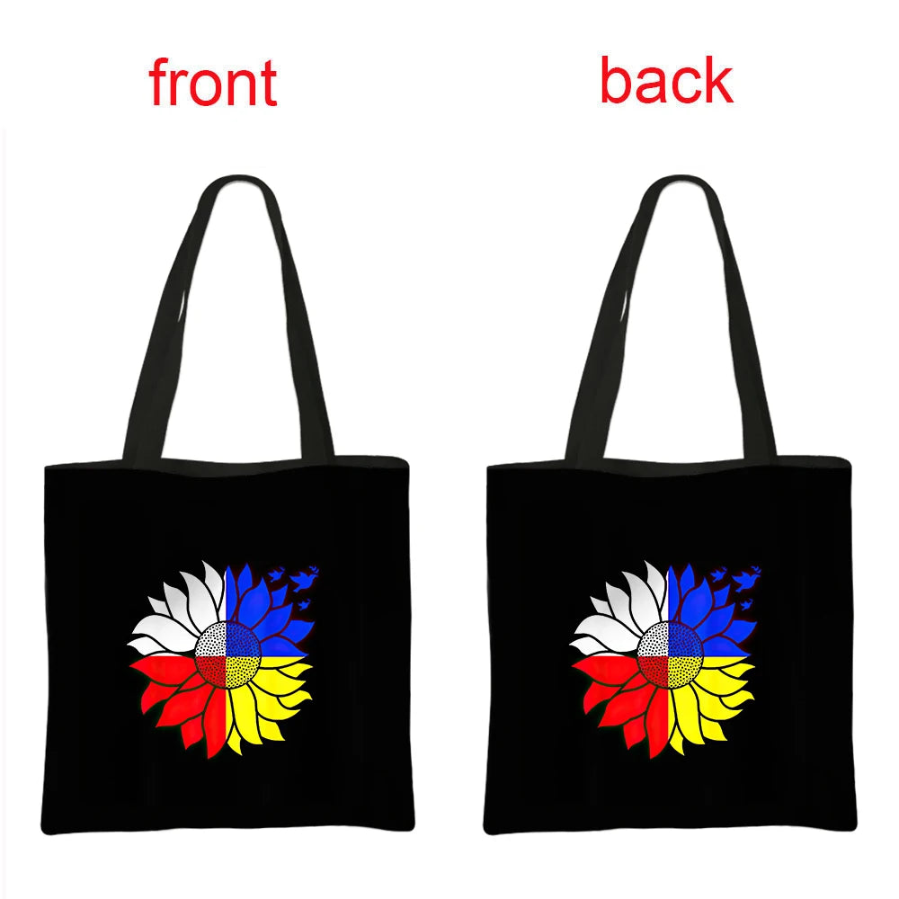 Ukraine Flag Sunflower Print Causal Tote Bags Women Handbag Ukrainian