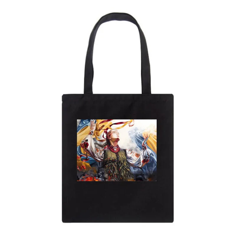 Ukraine Print Canvas Bag Women's Shoulder Bag Large Capacity Shopping Shopper