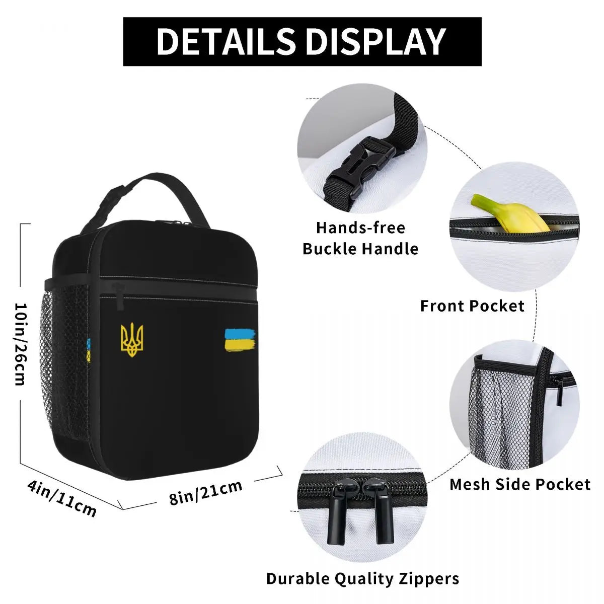 Ukrainian Flag Stripe Thermal Insulated Lunch Bags Coat Of Arms Of Ukraine Tryzu